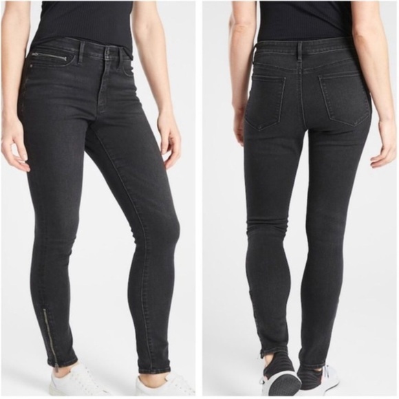 Athleta Denim - Athleta Sculptek ultra skinny jeans with leg zippers Carbon black Size 2